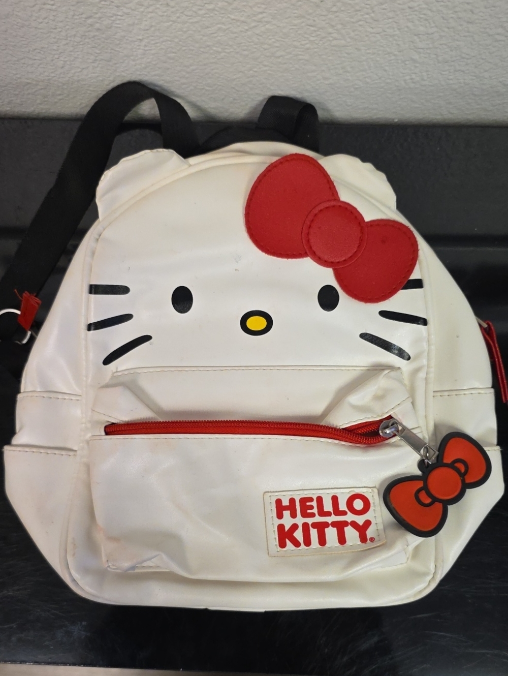 Hello Kitty White and Red Mini Backpack with Bow Charm